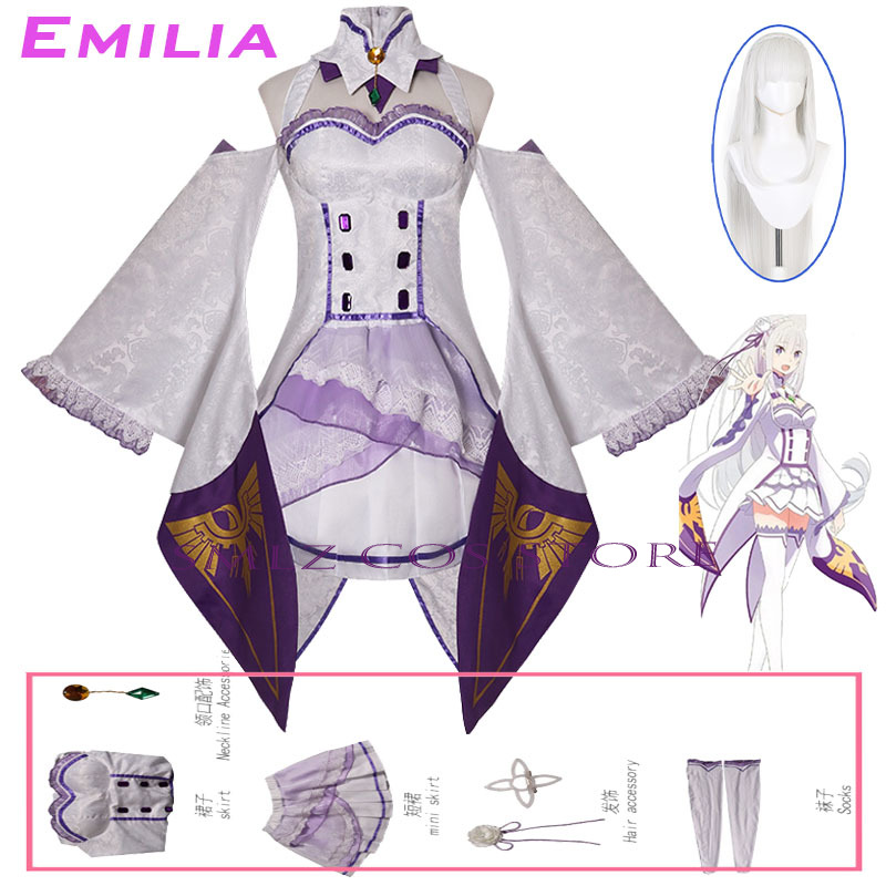 Anime Cosplay Clothes - Kostum Cosplay Emilia Anime Re Zero