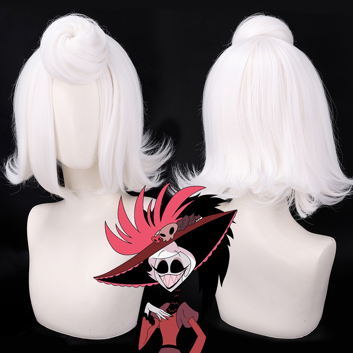 Cosplay Anime White Hair - Wig Cosplay Anime Hazbin Rosie Cos