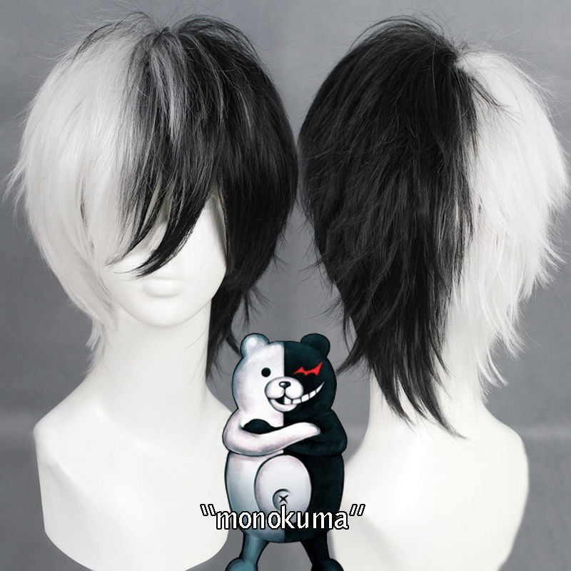 Cosplay Anime White Hair - Wig Game Anime Danganronpa Beruang Hitam