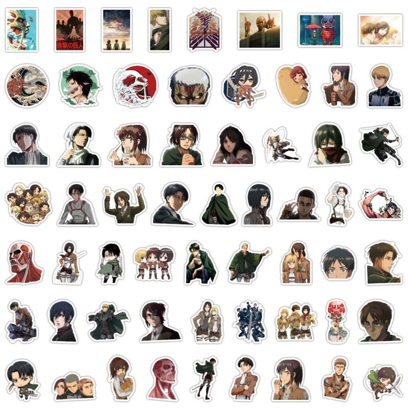Anime Cosplay Diy - 60 Buah Stiker Anime Attack On