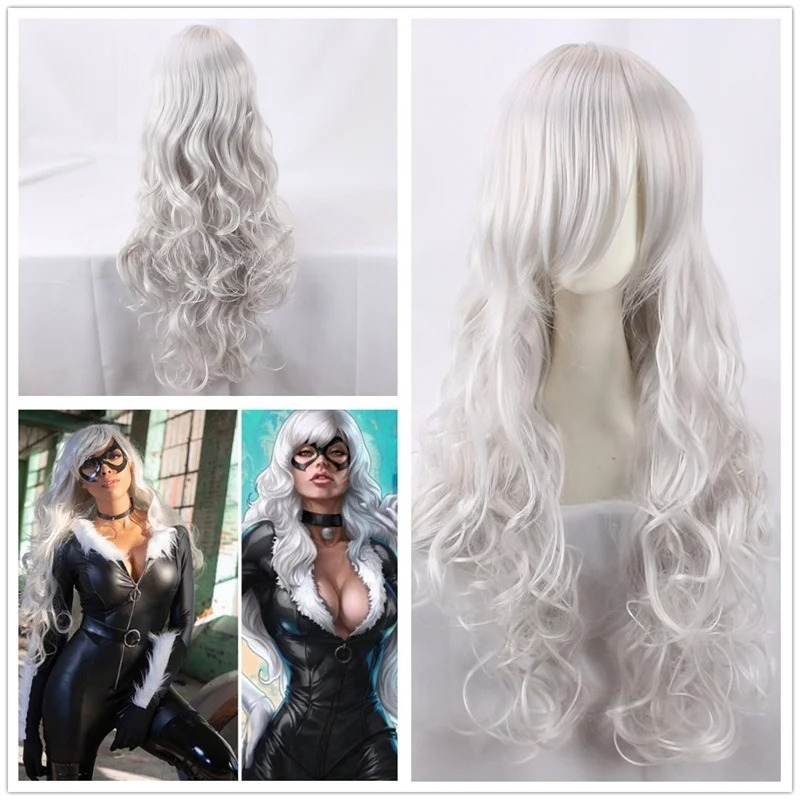 Wig Cosplay Kucing Hitam Baru  - Cosplay Anime White Hair ulasan dan harga
