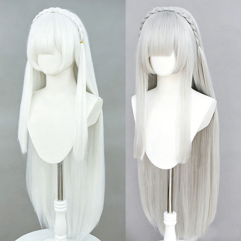 Wig Cosplay Anime Re:Zero Emil - Cosplay Anime White Hair ulasan dan harga