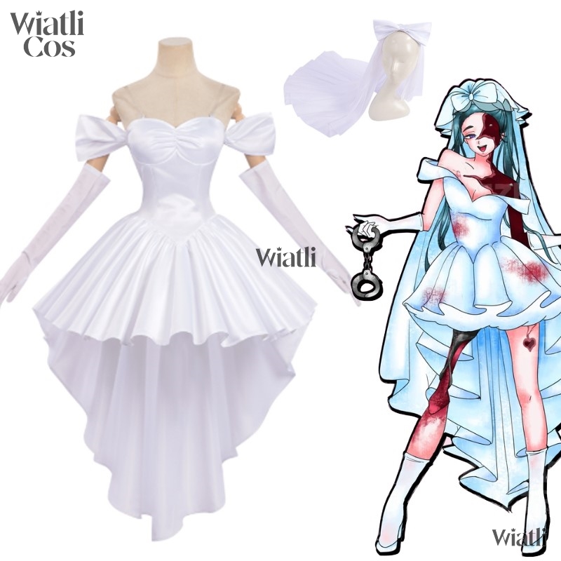 Kostum Gaun Pengantin Putih Co - Anime Zombie Cosplay ulasan dan harga