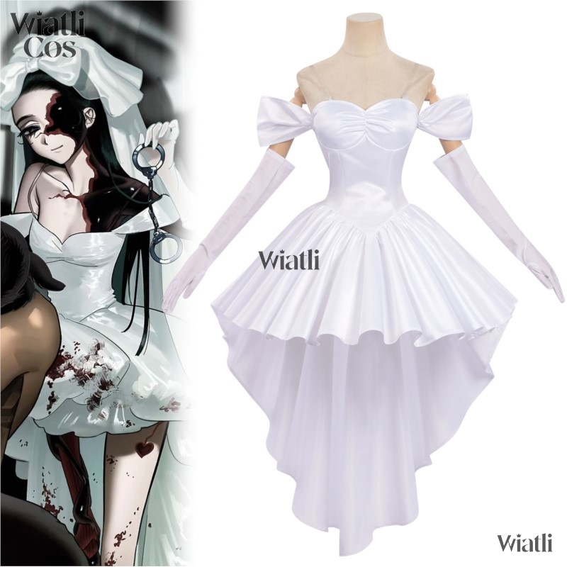 Kostum Gaun Pengantin Putih Co - Anime Zombie Cosplay ulasan dan harga